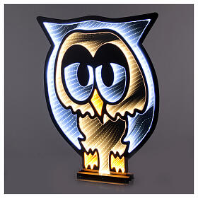 Rudy the Owl, Christmas Infinity Light decoration with 465 multicolour LED lights, two-sided, indoor/outdoor, 24x18 in