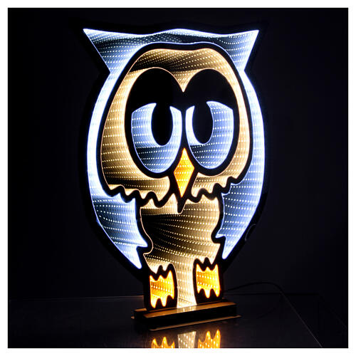 Rudy the Owl, Christmas Infinity Light decoration with 465 multicolour LED lights, two-sided, indoor/outdoor, 24x18 in 3