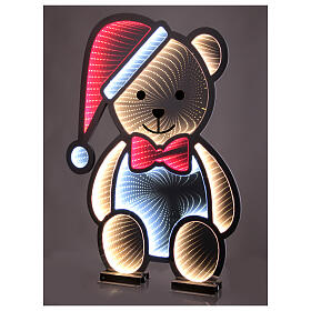 Weihnachtlicher Teddybär mit 378 LED Infinity Light, beidseitig beleuchtet, 75x50 cm für Innen- und Außenbereich, mit festem Licht