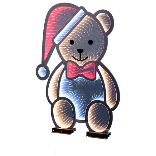 Weihnachtlicher Teddybär mit 378 LED Infinity Light, beidseitig beleuchtet, 75x50 cm für Innen- und Außenbereich, mit festem Licht 2