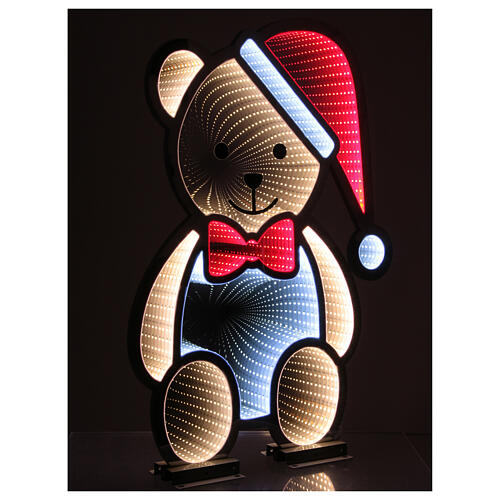 Weihnachtlicher Teddybär mit 378 LED Infinity Light, beidseitig beleuchtet, 75x50 cm für Innen- und Außenbereich, mit festem Licht 3