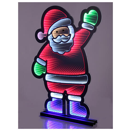 Père Noël qui fait signe Infinity Light 459 LEDs multicolores int/ext double face 75x55 cm 1