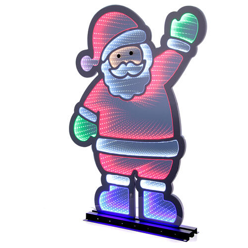 Père Noël qui fait signe Infinity Light 459 LEDs multicolores int/ext double face 75x55 cm 2