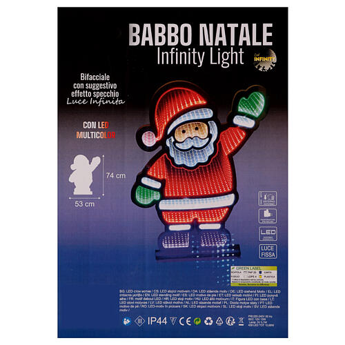 Père Noël qui fait signe Infinity Light 459 LEDs multicolores int/ext double face 75x55 cm 4