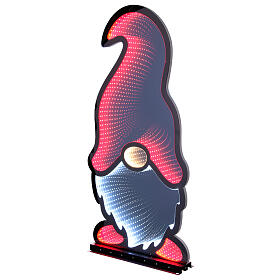 Christmas red and white gnome, 240 multicoloured LED lights, double sided Infinity Light, indoor/outdoor, 35x17 in