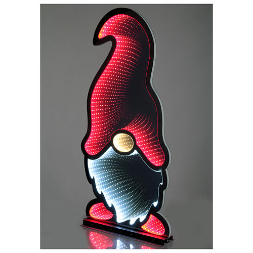 Christmas red and white gnome, 240 multicoloured LED lights, double sided Infinity Light, indoor/outdoor, 35x17 in 3