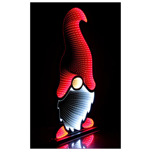 Christmas red and white gnome, 240 multicoloured LED lights, double sided Infinity Light, indoor/outdoor, 35x17 in 4