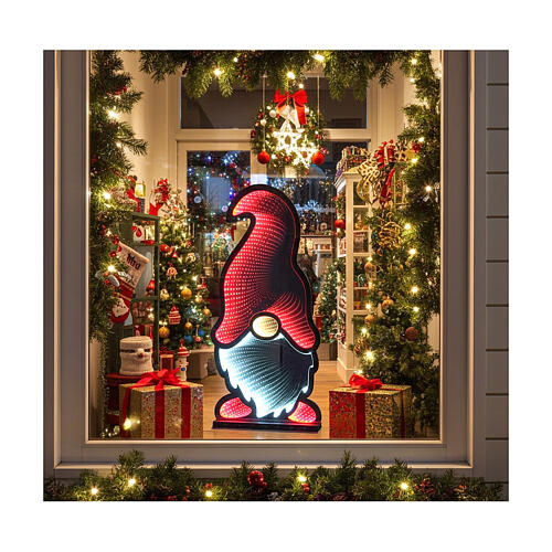 Gnome blanc et rouge Infinity Light 240 LEDs multicolores int/ext double face 90x45 cm 1