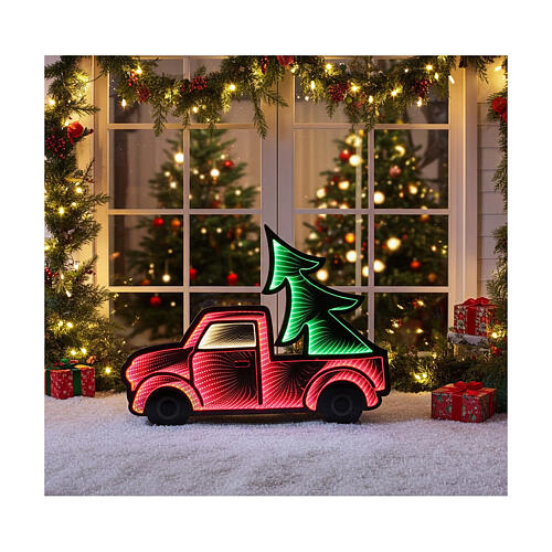 Truck with Christmas tree, 397 steady multicolour LED lights, two-sided Infinity Light, 24x35 in, indoor/outdoor 1