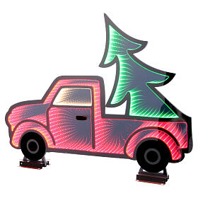 Pickup com árvore de Natal 397 LEDs multicolores Infinity Light 65x90 cm interior/exterior de face dupla luz fixa