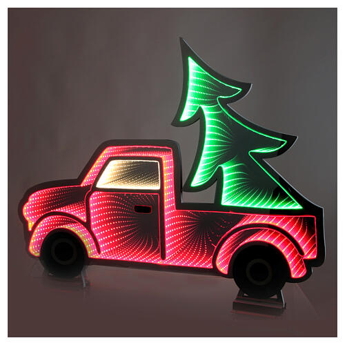 Pickup com árvore de Natal 397 LEDs multicolores Infinity Light 65x90 cm interior/exterior de face dupla luz fixa 1