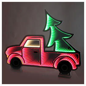 Pick up truck with Christmas tree 397 multicolor LED fixed light 65x90 cm double face