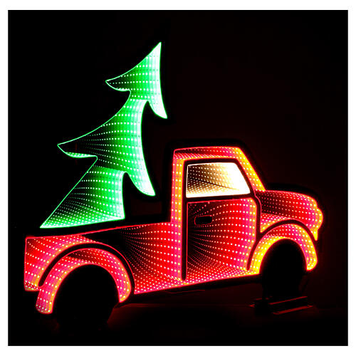 Pick up truck with Christmas tree 397 multicolor LED fixed light 65x90 cm double face 3