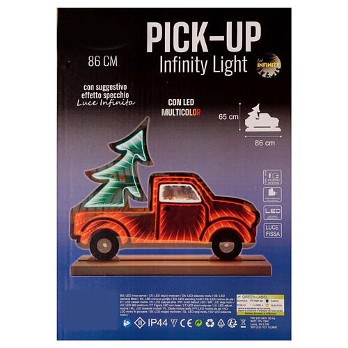 Pick up truck with Christmas tree 397 multicolor LED fixed light 65x90 cm double face 4