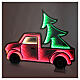 Pick up truck with Christmas tree 397 multicolor LED fixed light 65x90 cm double face s3