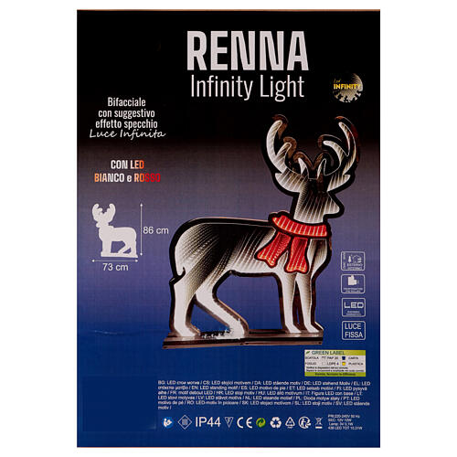 Christmas reindeer, 438 steady multicolour LED lights, two-sided Infinity Light, 35x30 in, indoor/outdoor 4