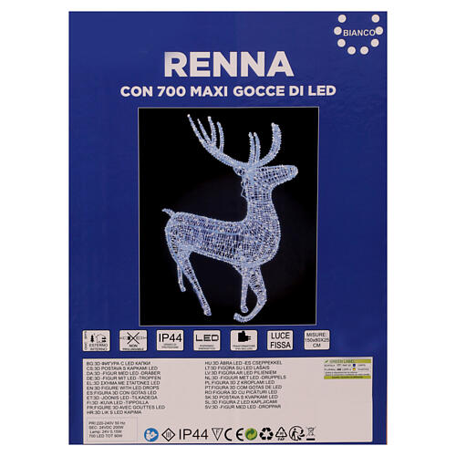 Christmas light reindeer with 700 cold white LEDs, indoor/outdoor, 60x32x10 in 7