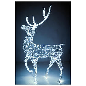 Renna luminosa natalizia int est 700 LED bianco ghiaccio 150x80x25 cm luce fissa