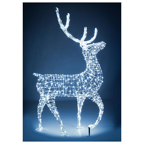 Renna luminosa natalizia int est 700 LED bianco ghiaccio 150x80x25 cm luce fissa 3