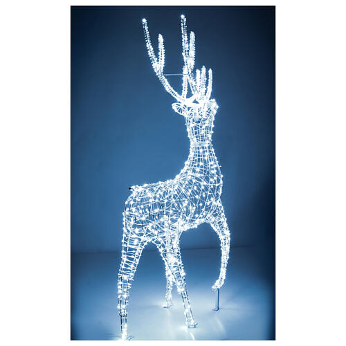 Renna luminosa natalizia int est 700 LED bianco ghiaccio 150x80x25 cm luce fissa 6