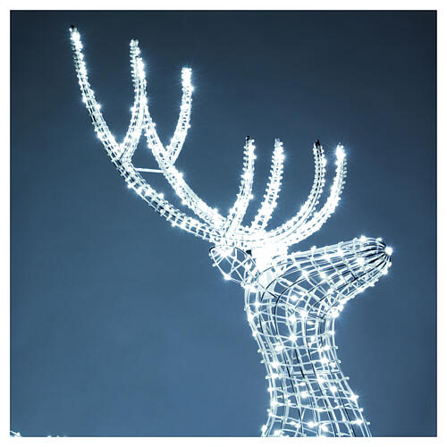 Renna luminosa natalizia int est 700 LED bianco ghiaccio 150x80x25 cm luce fissa 3