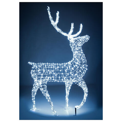 Renna luminosa natalizia int est 700 LED bianco ghiaccio 150x80x25 cm luce fissa 4