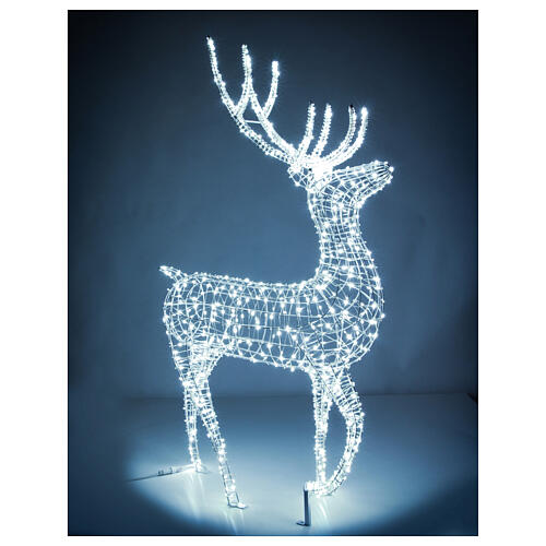 Renna luminosa natalizia int est 700 LED bianco ghiaccio 150x80x25 cm luce fissa 5