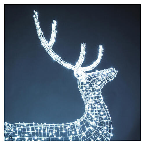 Renna luminosa natalizia int est 700 LED bianco ghiaccio 150x80x25 cm luce fissa 6