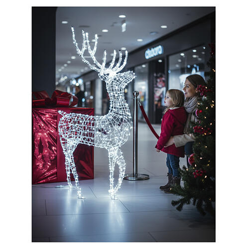 Christmas lighted reindeer int ext 700 fixed ice white LEDs 150x80x25 cm 2