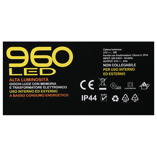 Chaîne lumineuse 960 LEDs lumière froide bobine avec enrouleur 48 m int/ext 5