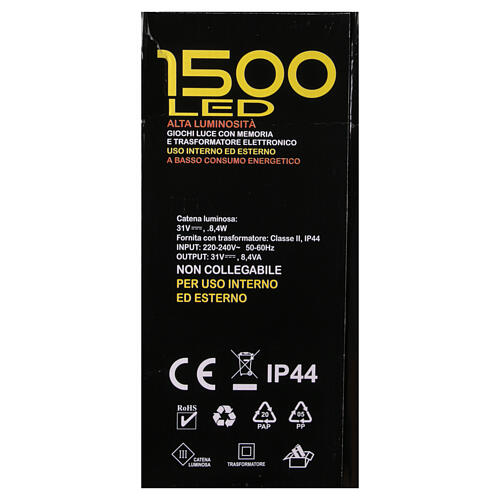 Christmas lights, 1500 cold white LED lights on a spool, 75 m, indoor/outdoor 6