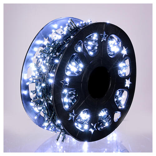 Chaîne lumineuse 1500 LEDs blanc froid bobine avec enrouleur 75 m int/ext 2