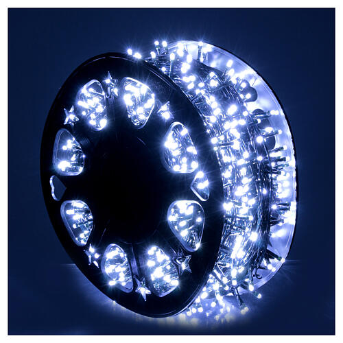 Luzes de Natal 1500 LEDs branco frio com carretel de cabo interior/exterior 75 m 1