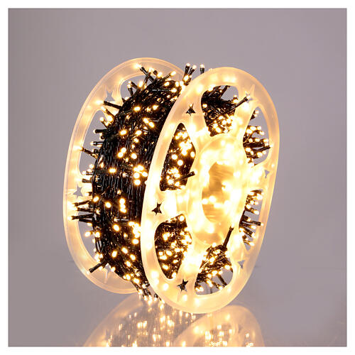 Chaîne lumineuse 1500 LEDs blanc chaud bobine avec enrouleur 75 m int/ext 3