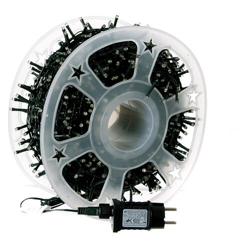 Chaîne lumineuse 1500 LEDs blanc chaud bobine avec enrouleur 75 m int/ext 4