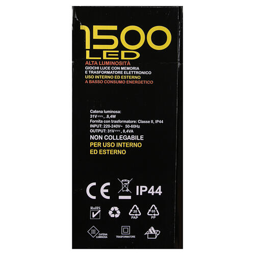Chaîne lumineuse 1500 LEDs blanc chaud bobine avec enrouleur 75 m int/ext 6