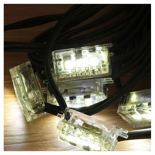 Chaîne 10 lumières LED stroboscopiques blanc froid clignotante extensible 10 m câble noir 2