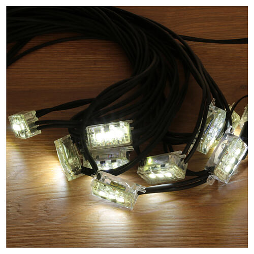 Chaîne 10 lumières LED stroboscopiques blanc froid clignotante extensible 10 m câble noir 3