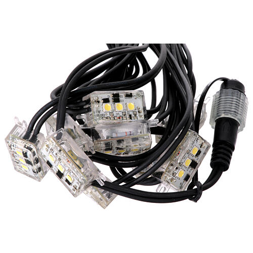 Chaîne 10 lumières LED stroboscopiques blanc froid clignotante extensible 10 m câble noir 5