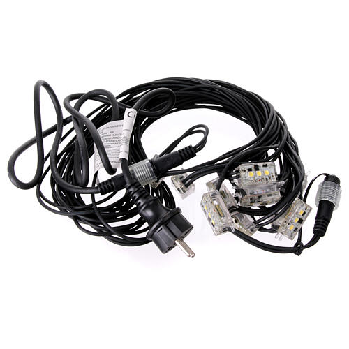 Chaîne 10 lumières LED stroboscopiques blanc froid clignotante extensible 10 m câble noir 6
