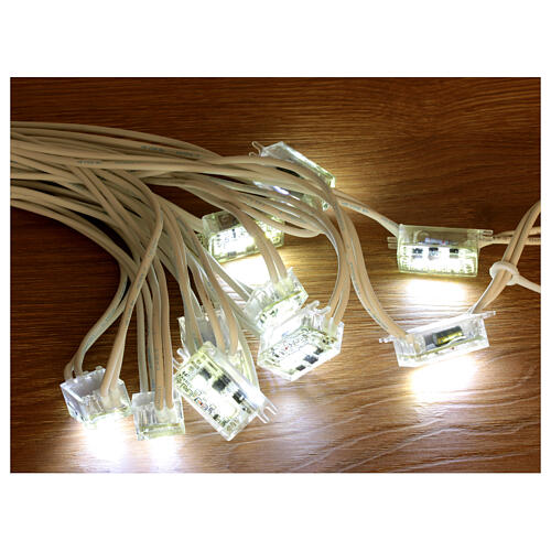 Chaîne 10 lumières LED stroboscopiques blanc froid clignotante extensible 10 m câble blanc 1
