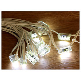 10 strobo LEDs luz branco frio intermitente extensível 10 m cabo branco
