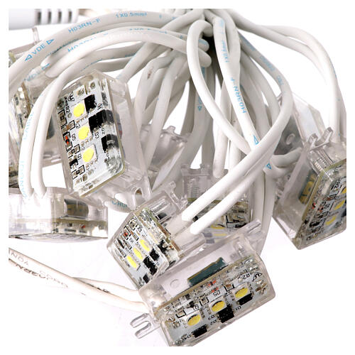 10 strobo LEDs luz branco frio intermitente extensível 10 m cabo branco 4