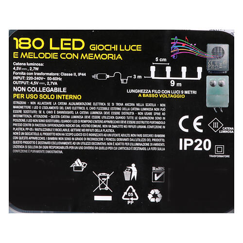 Corrente luminosa 180 LEDs luz branco quente música jogos de luz 9 m 8