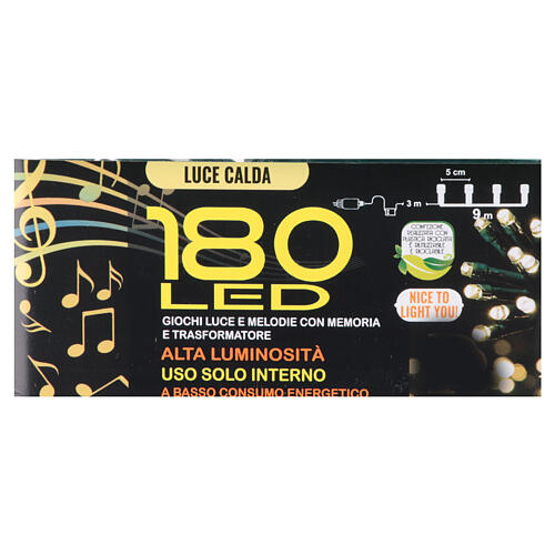 Corrente luminosa 180 LEDs luz branco quente música jogos de luz 9 m 10