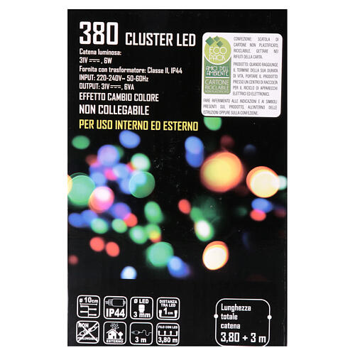 Cluster chain of 380 RGB LEDs, 3.8 m, indoor/outdoor 7