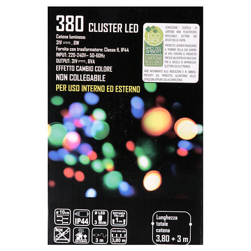 Multicolor light chain of 380 RGB LEDs 3.80m internal and external 7