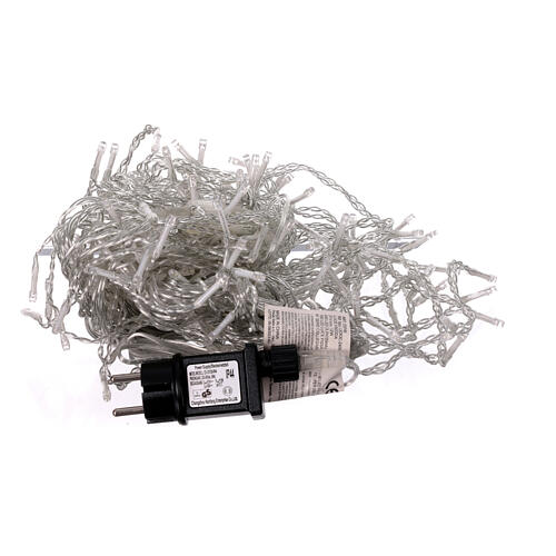 Lichtervorhang, 240 LEDs, kaltweiß/fest + Flash, 4 × 1 m, innen/außen 5