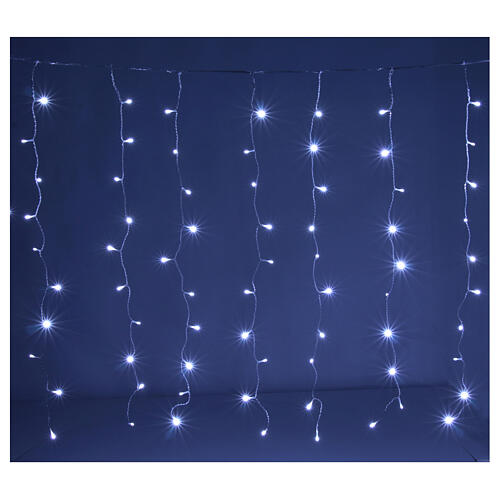 Flashing LED curtain with 240 lights, steady/flashing cold white, 4x1 m, indoor/outdoor 1