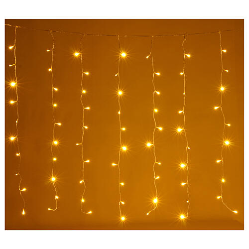 Flashing LED curtain with 240 lights, steady/flashing warm white, 4x1 m, indoor/outdoor 1